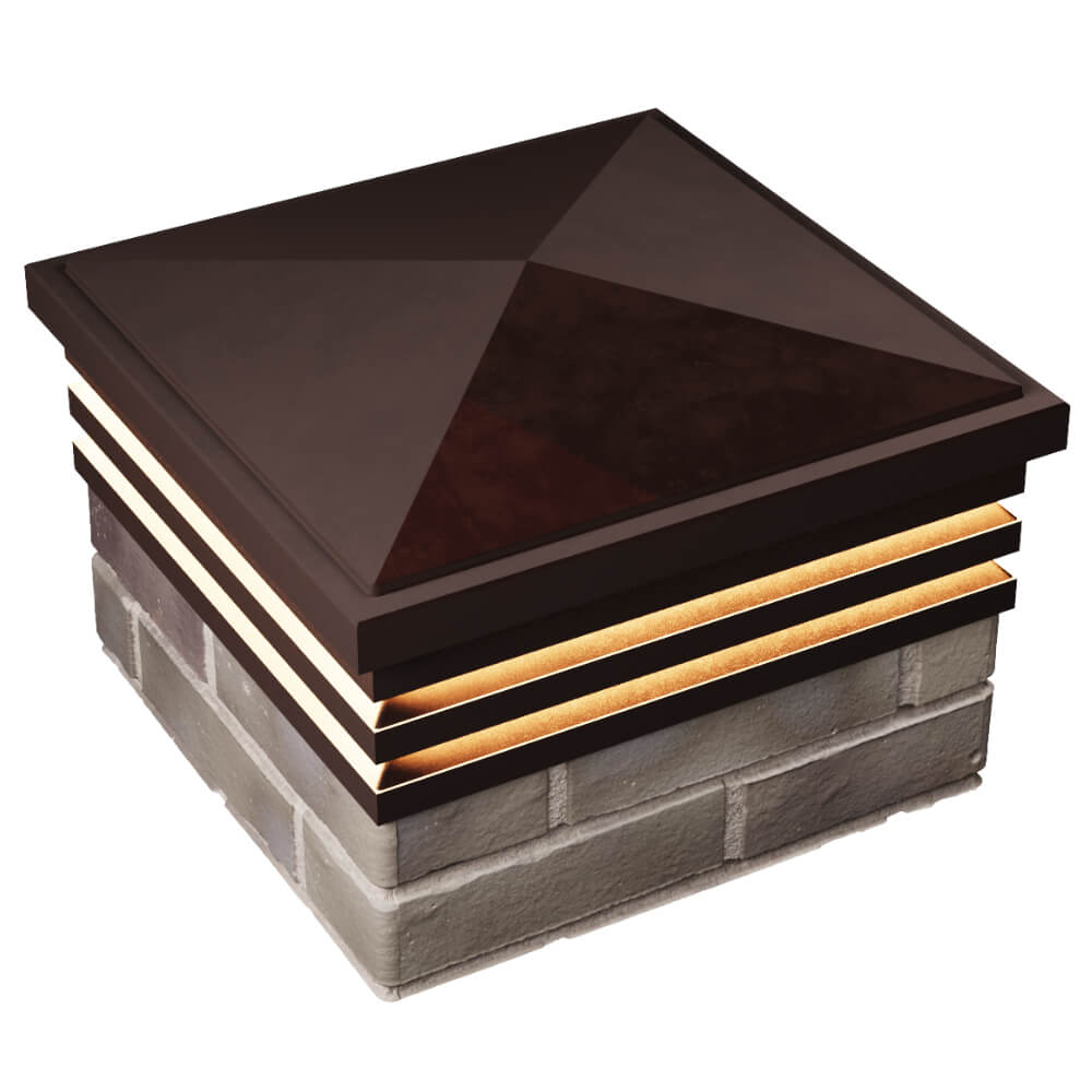 Колпак Zking Бона ХайТек Коричневый на столб 1.5х1.5 кирпича (385х385мм) с подсветкой в Сухуме фото