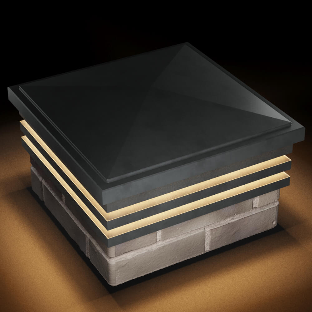 Колпак Zking Бона ХайТек Серый на столб 1.5х1.5 кирпича (385х385мм) с подсветкой в Сухуме фото