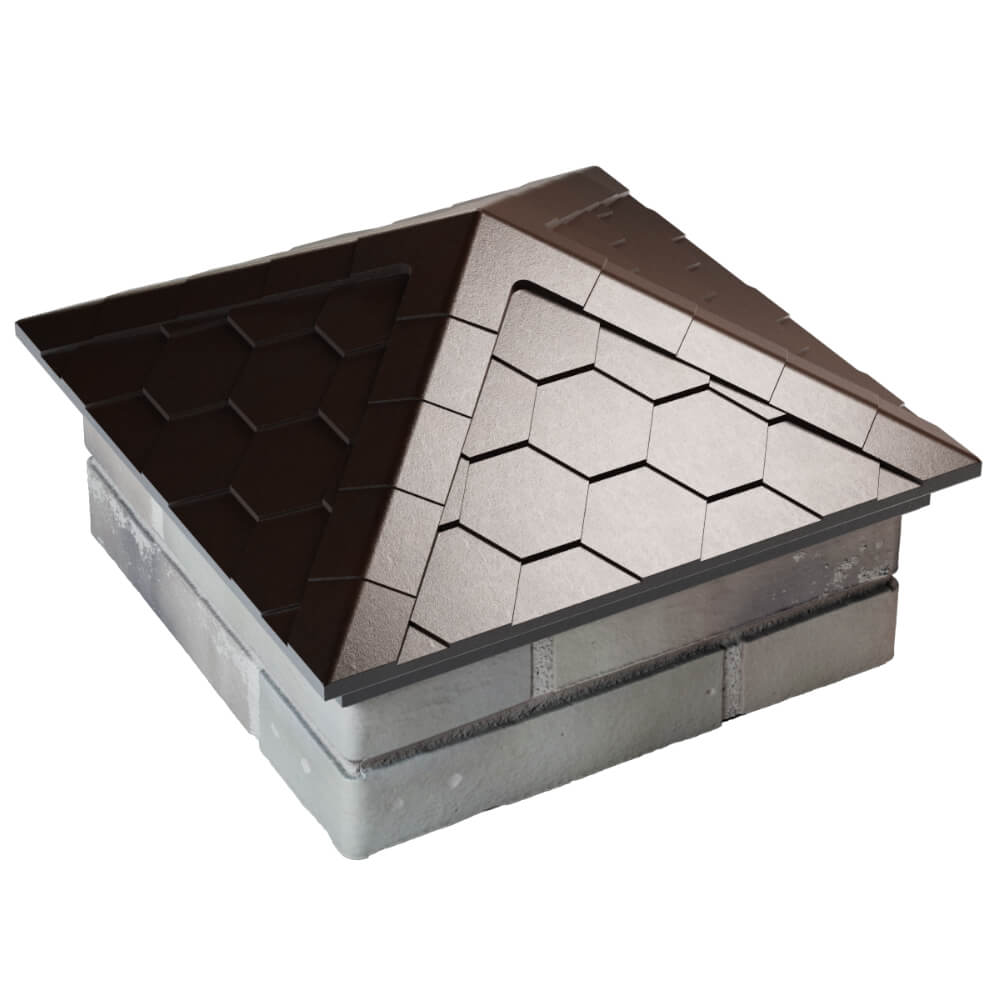 Колпак Zking Эверест Коричневый на столб 1.5х1.5 кирпича (390х390мм) в Сухуме фото