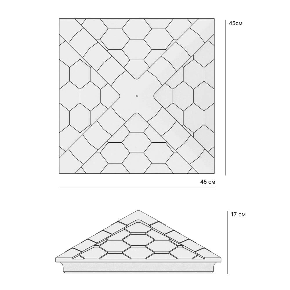 Колпак Zking Эверест Серый на столб 1.5х1.5 кирпича (390х390мм) в Сухуме фото