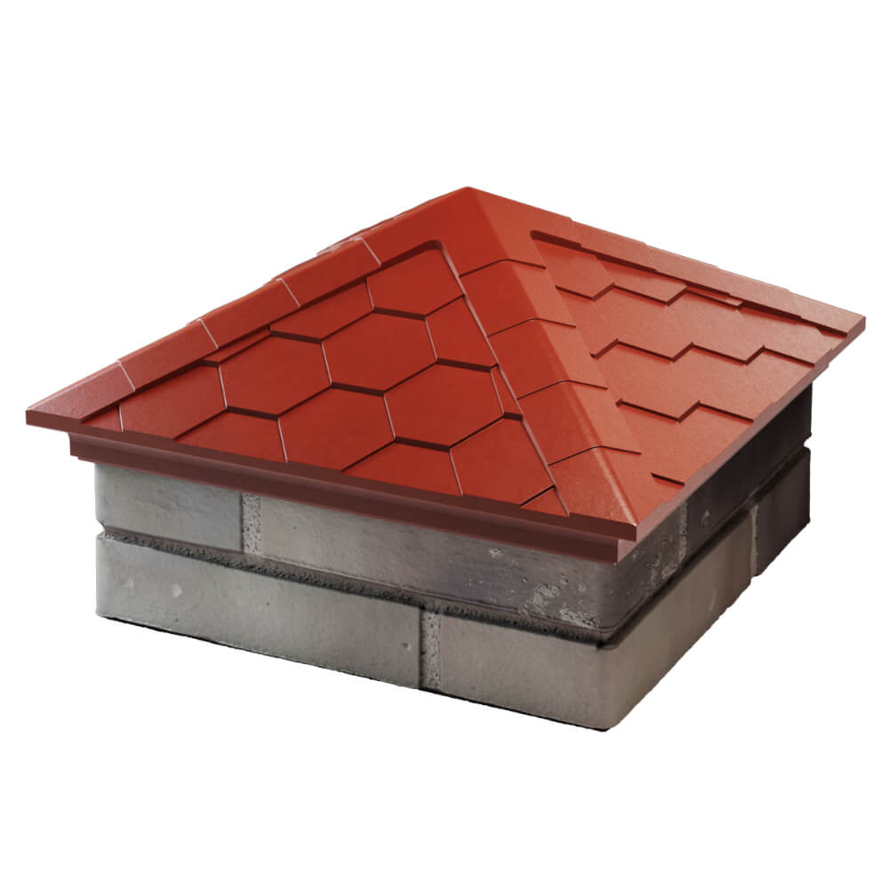 Колпак Zking Эверест Красный на столб 1.5х1.5 кирпича (390х390мм) в Сухуме фото