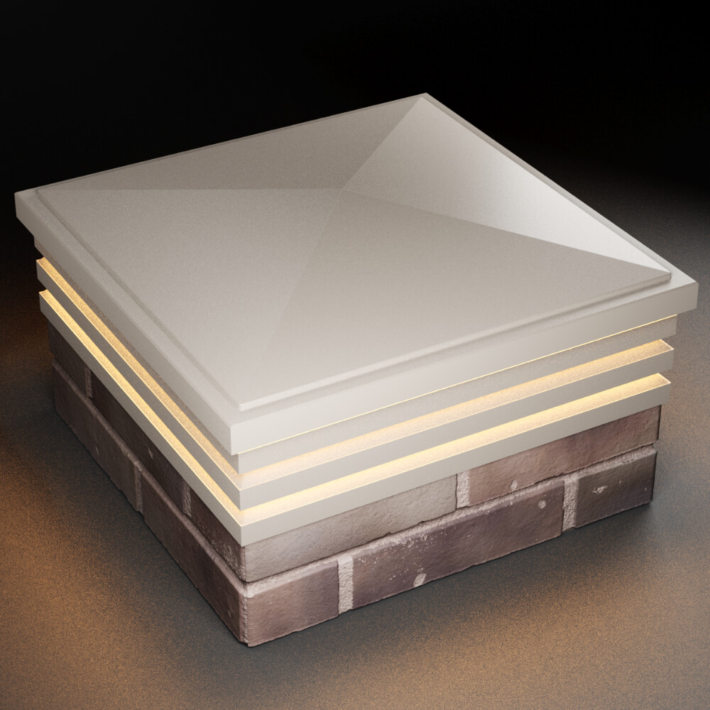 Колпак Zking Бона ХайТек Бежевый на столб 2х2 кирпича (513х513мм) с подсветкой в Сухуме фото