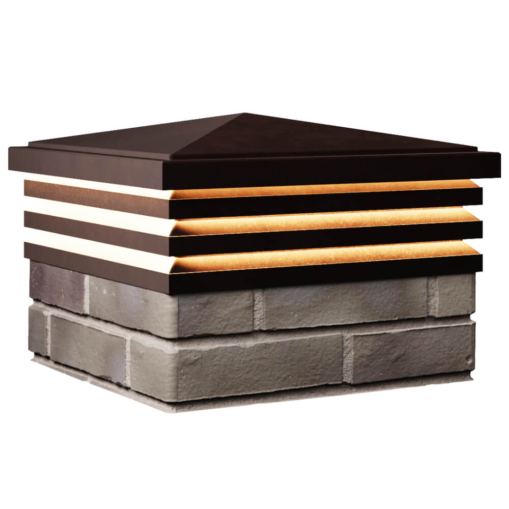 Колпак Zking Бона ХайТек Коричневый на столб 1.5х1.5 кирпича (385х385мм) с подсветкой в Сухуме фото