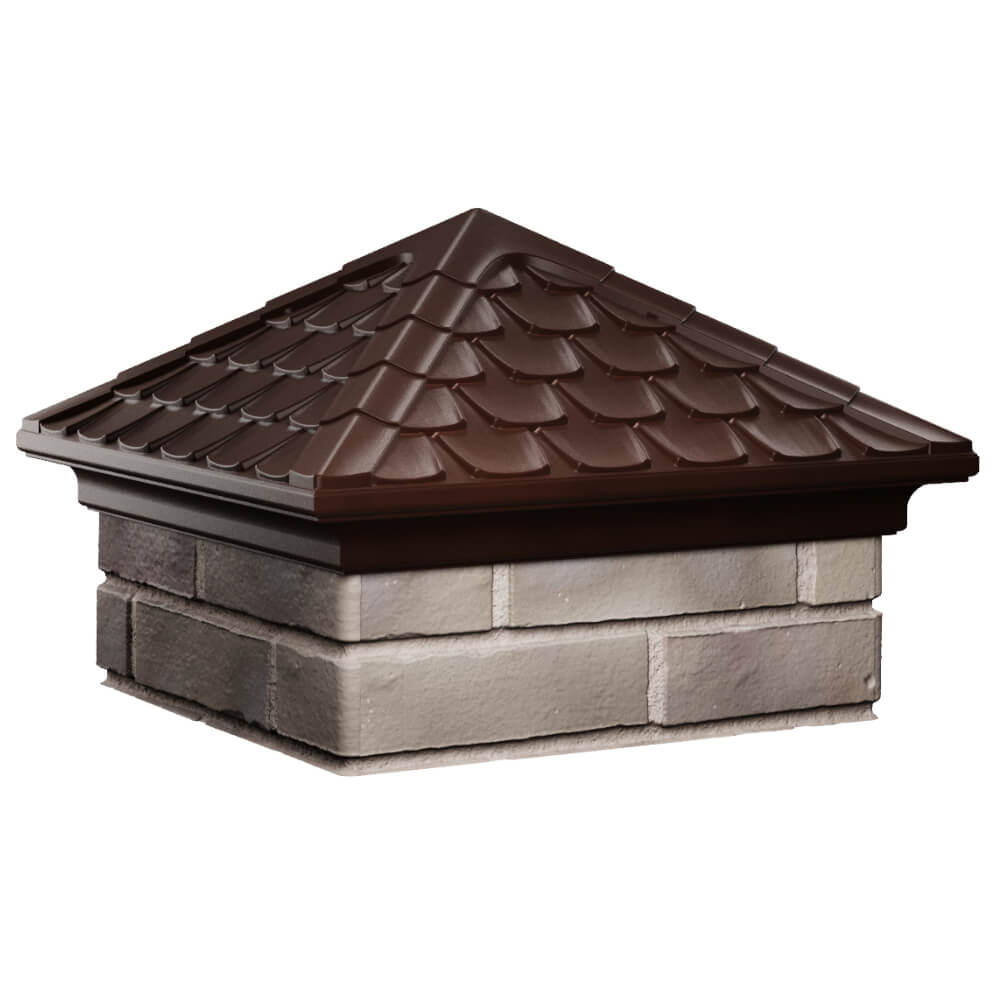 Колпак Zking Эльбрус Коричневый на столб 1.5х1.5 кирпича (385х385мм) в Сухуме фото