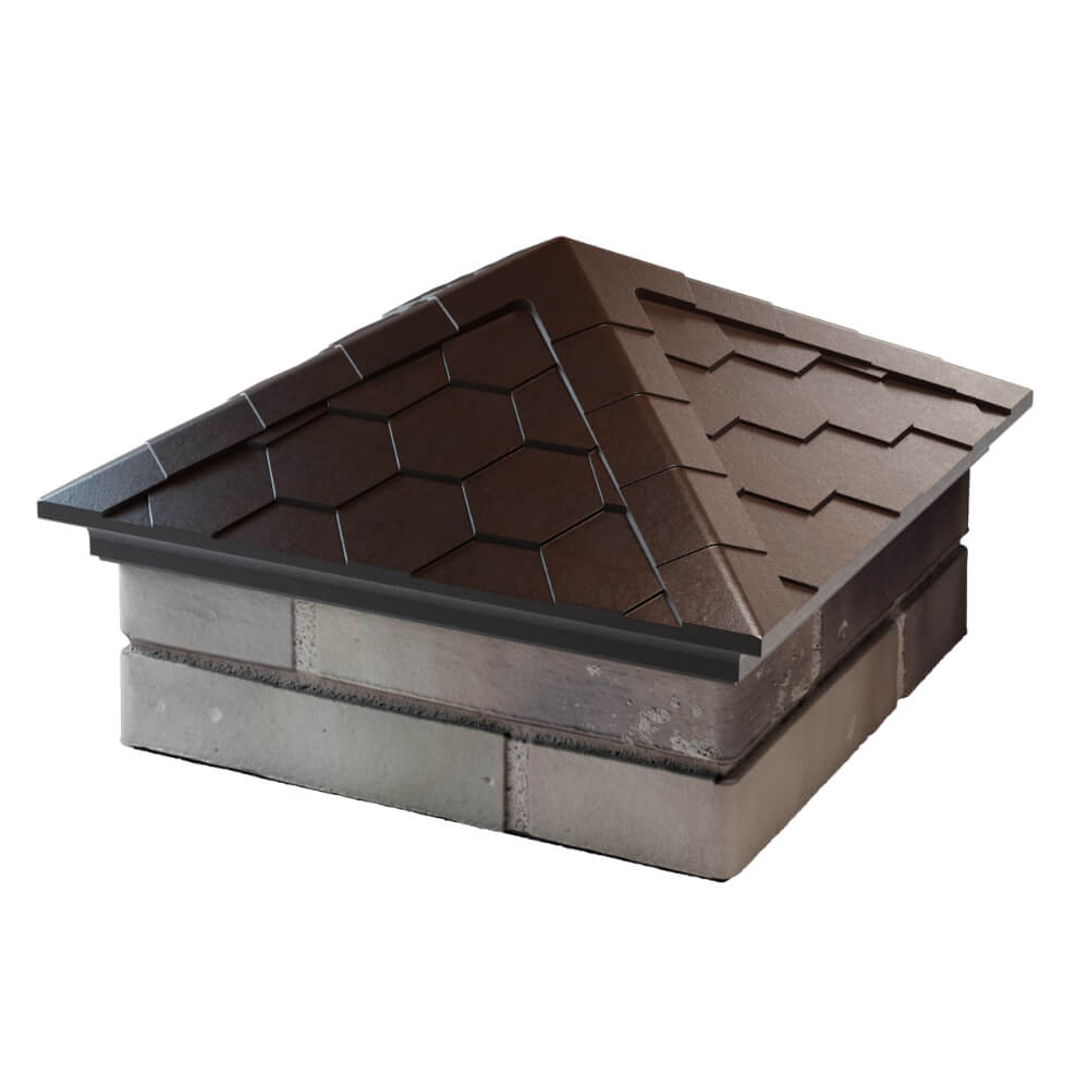 Колпак Zking Эверест Коричневый на столб 1.5х1.5 кирпича (390х390мм) в Сухуме фото