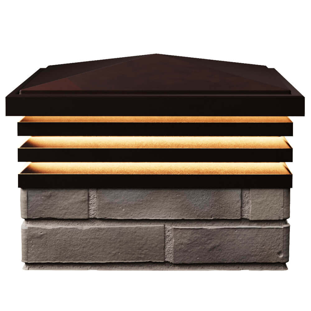 Колпак Zking Бона ХайТек Коричневый на столб 1.5х1.5 кирпича (385х385мм) с подсветкой в Сухуме фото